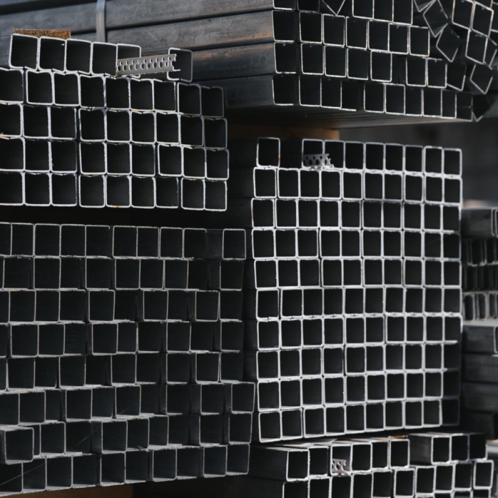 stack of square steel pipes for construction supplies.thailand.